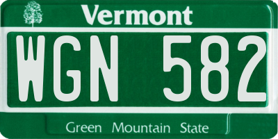 VT license plate WGN582
