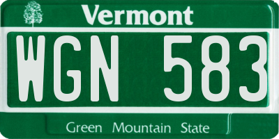 VT license plate WGN583