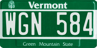 VT license plate WGN584