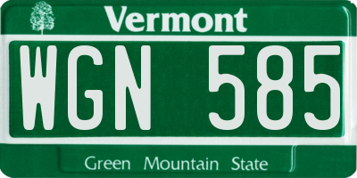 VT license plate WGN585