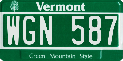 VT license plate WGN587
