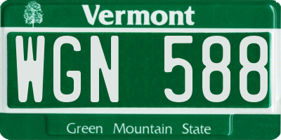 VT license plate WGN588