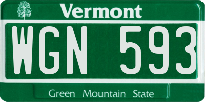 VT license plate WGN593