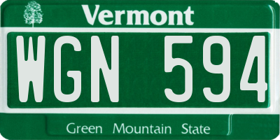 VT license plate WGN594