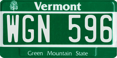 VT license plate WGN596