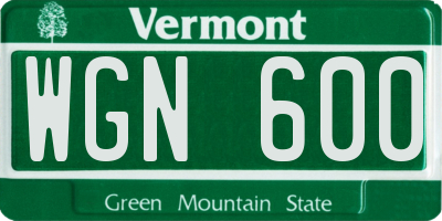 VT license plate WGN600