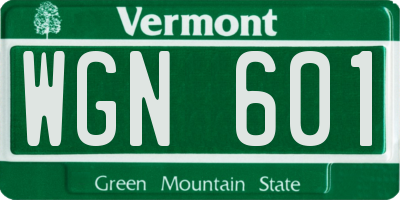 VT license plate WGN601