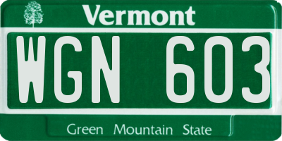 VT license plate WGN603
