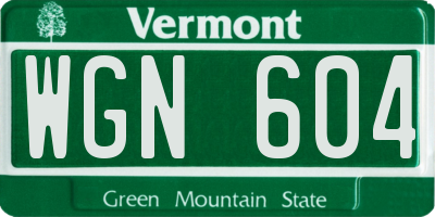 VT license plate WGN604