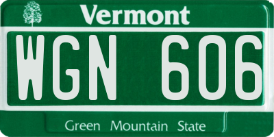 VT license plate WGN606