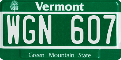 VT license plate WGN607