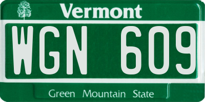 VT license plate WGN609
