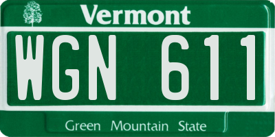 VT license plate WGN611