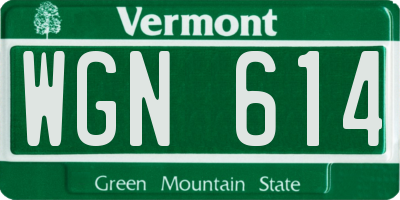 VT license plate WGN614