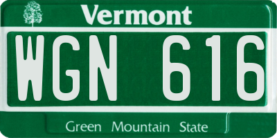 VT license plate WGN616