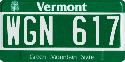 VT license plate WGN617