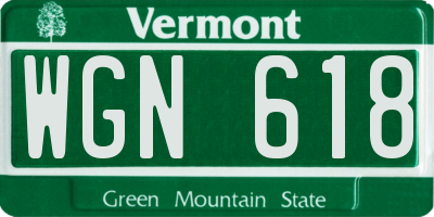 VT license plate WGN618