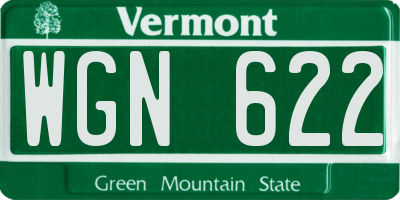 VT license plate WGN622