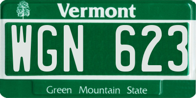 VT license plate WGN623