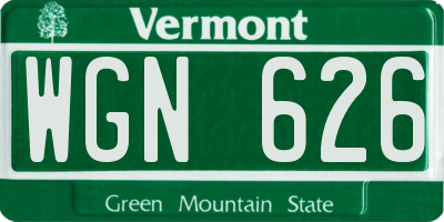 VT license plate WGN626