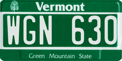 VT license plate WGN630