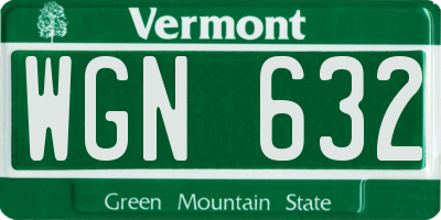 VT license plate WGN632