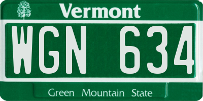 VT license plate WGN634