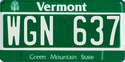 VT license plate WGN637