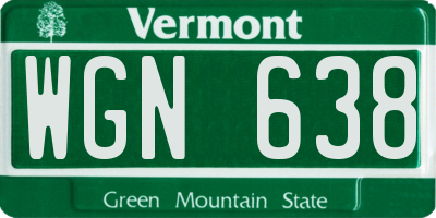 VT license plate WGN638