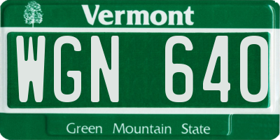 VT license plate WGN640