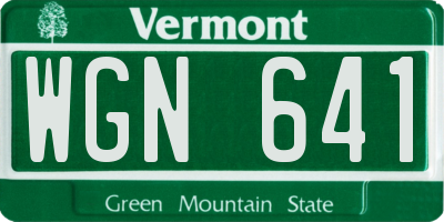 VT license plate WGN641