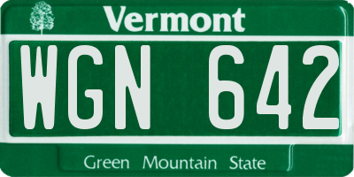 VT license plate WGN642