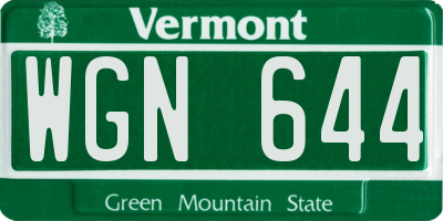 VT license plate WGN644