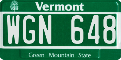 VT license plate WGN648