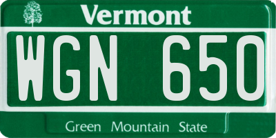 VT license plate WGN650