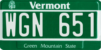 VT license plate WGN651