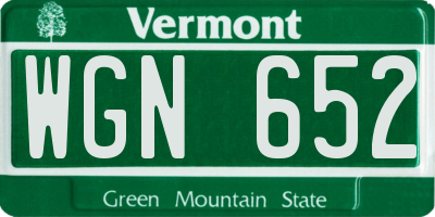 VT license plate WGN652