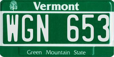 VT license plate WGN653