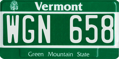 VT license plate WGN658