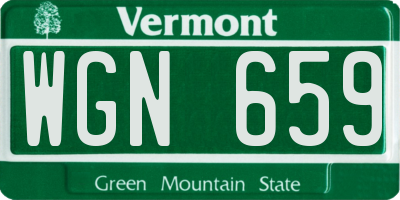 VT license plate WGN659