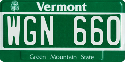 VT license plate WGN660