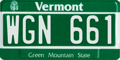 VT license plate WGN661