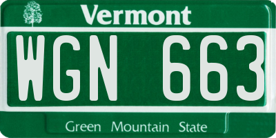 VT license plate WGN663