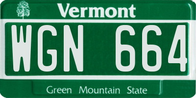 VT license plate WGN664
