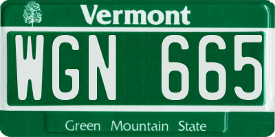 VT license plate WGN665