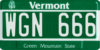 VT license plate WGN666