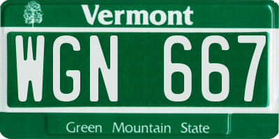 VT license plate WGN667