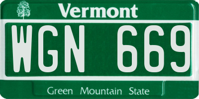 VT license plate WGN669