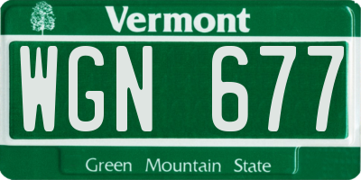 VT license plate WGN677