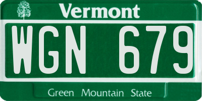 VT license plate WGN679